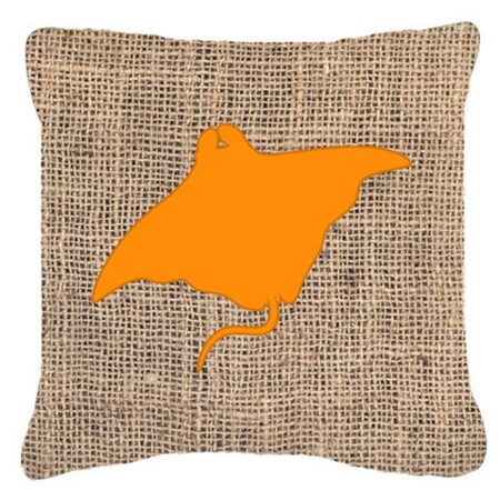 Carolines Treasures Carolines Treasures BB1014-BL-OR-PW1414 14 x 14 in. Manta ray Burlap and Orange Decorative Fabric Pillow BB1014-BL-OR-PW1414